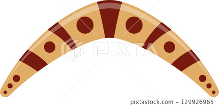 A traditional, decorated boomerang for hunting and sport, typically associated with Australia. 129926965