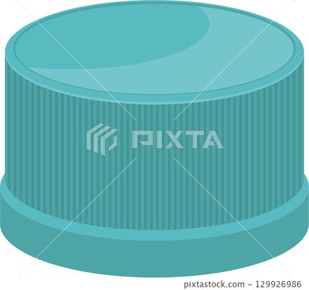 Aqua plastic cap with textured sides and a smooth top, typically used to seal containers. Aqua plastic cap with textured sides and a smooth top, typically used to seal containers. 129926986