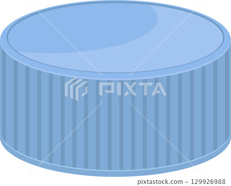 A light blue round container lid or cap with vertical ridges and a smooth, domed surface. 129926988
