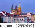 St Vitus Cathedral at Twilight in Prague, Czech Republic 129926994