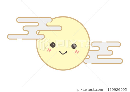 微笑滿月賞月插畫 129926995