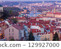 Vltava River and Old Town at Dusk in Prague, Czech Republic 129927000