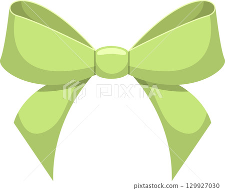 Decorative pale green bow ribbon. Symbol of gifts, adornment, decoration, celebration, and femininity. 129927030