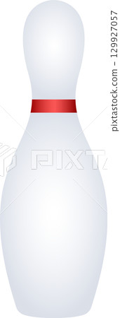A white bowling pin with a red stripe stands ready for action, promising strikes and spares. A white bowling pin with a red stripe stands ready for action, promising strikes and spares. 129927057