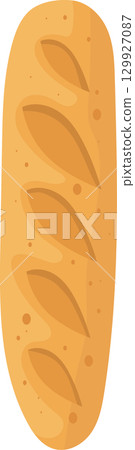 Cartoon illustration of a freshly baked loaf of bread with decorative scoring, soft light. Cartoon illustration of a freshly baked loaf of bread with decorative scoring, soft light. 129927087