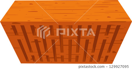 A terracotta-colored block with evenly spaced rectangular perforations and a textured surface. A terracotta-colored block with evenly spaced rectangular perforations and a textured surface. 129927095