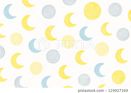 Crayon hand drawn moon seamless pattern background 129927169