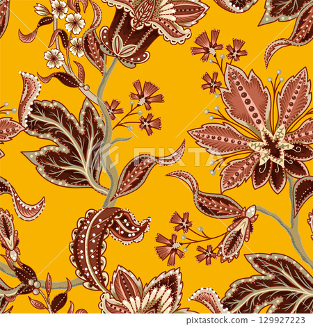 Ethnic seamless pattern with Indian ornament. Vector. Ethnic seamless pattern with Indian ornament. Vector. 129927223