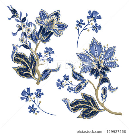 Ethnic elements of Indian ornament isolated. Vector. Ethnic elements of Indian ornament isolated. Vector. 129927268