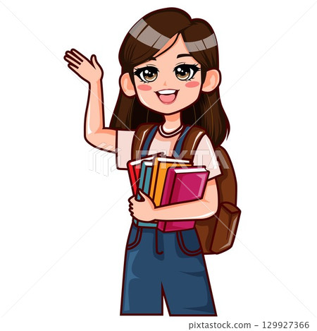 happy school girl 129927366