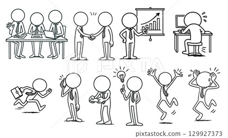 簡筆畫上班族素材集 129927373