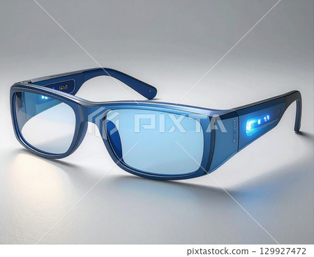 Metallic blue MR glasses 129927472