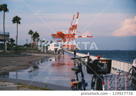 [Rokko Marine Park] Port scenery at dusk 129927738