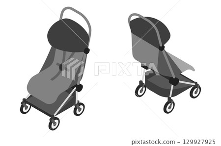 Isometric illustration: stroller 129927925