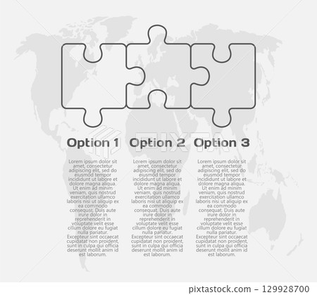Three steps line infographic, puzzle diagram 129928700