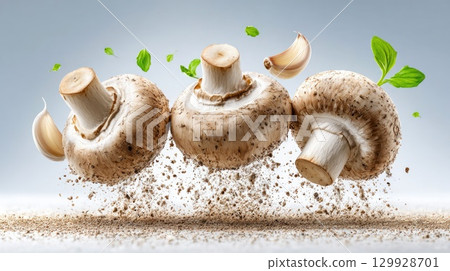Fresh mushrooms with garlic and herbs 129928701