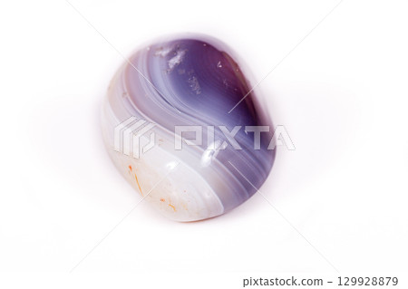 Macro mineral stone Agate Botswana gray on white background 129928879