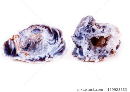 Macro mineral stone agate bud on white background Macro mineral stone agate bud on white background 129928883
