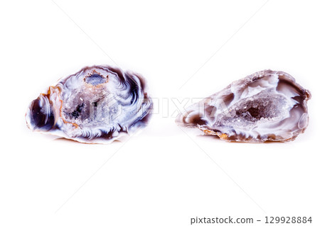 Macro mineral stone agate bud on white background Macro mineral stone agate bud on white background 129928884
