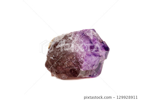 Macro Mineral Stone Amethyst together smoky quartz, rauchtopaz on a white background Macro Mineral Stone Amethyst together smoky quartz, rauchtopaz on a white background 129928911