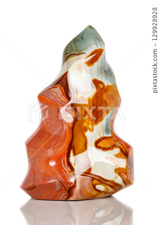 Macro mineral stone jasper patterned on a white background 129928928
