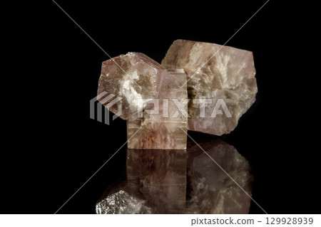 Macro mineral stone Aragonite on a black background Macro mineral stone Aragonite on a black background 129928939
