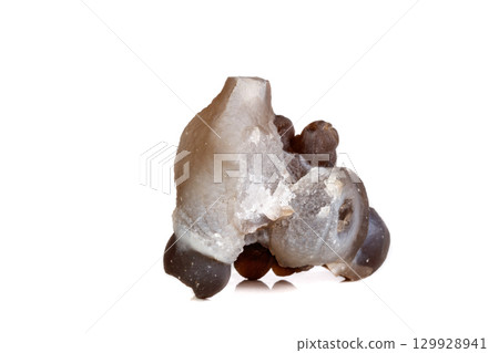 Macro mineral stone Chalcedony, Chalcedony screed on a white background Macro mineral stone Chalcedony, Chalcedony screed on a white background 129928941