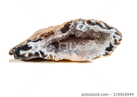 Macro mineral stone agate kidney gerbera on white background Macro mineral stone agate kidney gerbera on white background 129928944