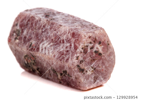 Macro mineral stone Ruby in the breed a white background 129928954