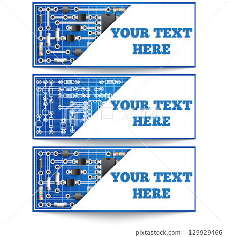 Set of stickers on the theme of electronics. Vector illustration. 129929466