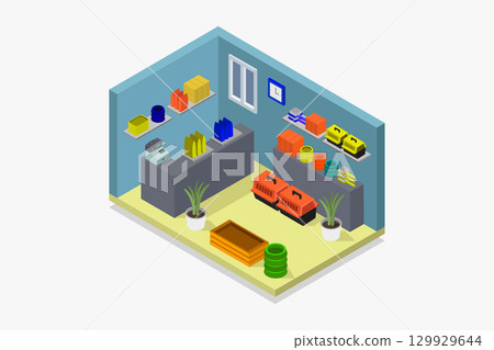 Isometric pet shop Isometric pet shop 129929644