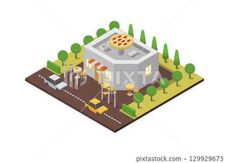 Isometric pizzeria 129929673