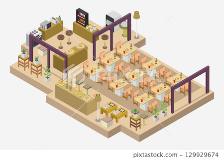 Isometric pizzeria Isometric pizzeria 129929674