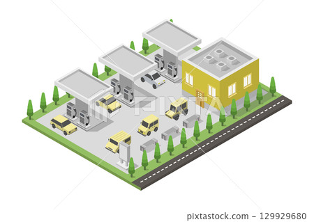 Isometric gas station 129929680