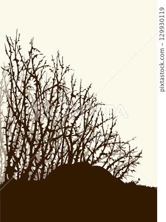 Vector drawing. The thorn bushes 129930119