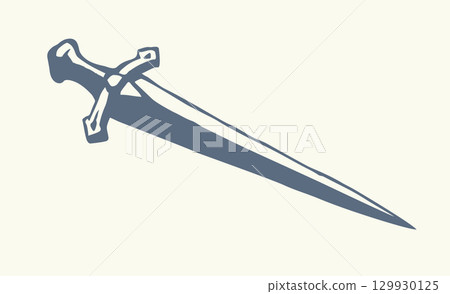 Vector drawing. Big old sword 129930125