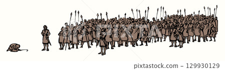 Vector drawing. Many strong soldiers Vector drawing. Many strong soldiers 129930129