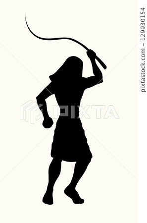 Vector drawing. Angry egyptian soldier 129930154