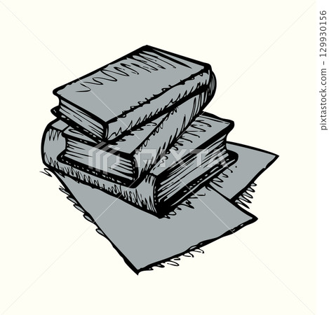 Vector sketch. Stack of books 129930156