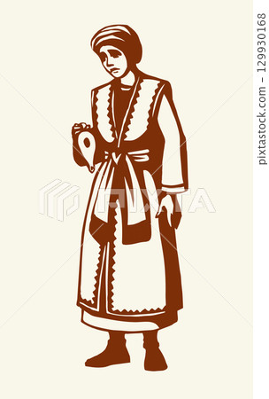 Vector drawing. Girl with a lamp Vector drawing. Girl with a lamp 129930168