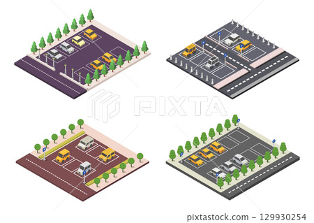Isometric parking lots 129930254