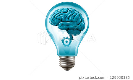 Light bulb brain symbolizing ideas and technology PNG icon 129930385