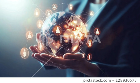 象徵國際商務和人才交流的全球網絡 129930575