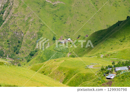 Ardot, an ancient village in the highlands of Khevsureti, Georgia 129930798