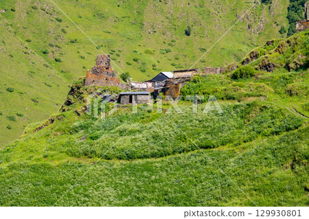 Ardot, an ancient village in the highlands of Khevsureti, Georgia 129930801