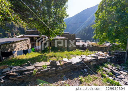 Old Fortress in mountain village Shatili, ruins of medieval castle. Khevsureti, Georgia 129930804