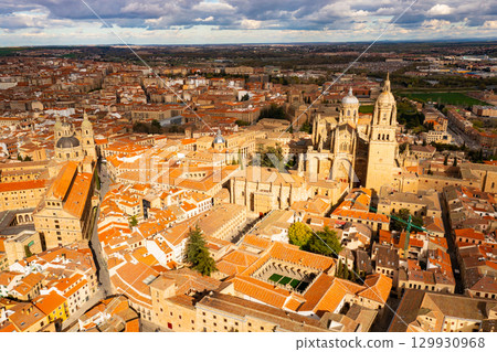 Aerial view of Salamanca historic district with Cathedral, Spain Aerial view of Salamanca historic district with Cathedral, Spain 129930968