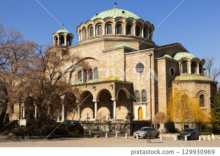 Orthodox Cathedral Saint Nedelia on sunny day in Sofia. Bulgaria Orthodox Cathedral Saint Nedelia on sunny day in Sofia. Bulgaria 129930969