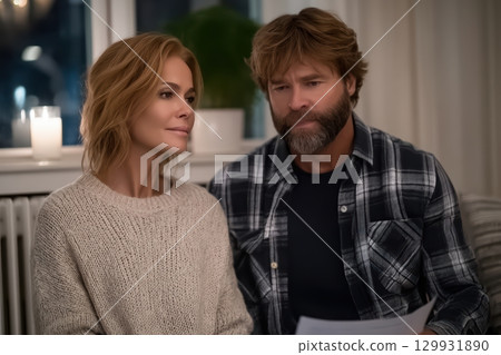 A Candid Moment Captured Between a Loving Couple in a Cozy Warm Setting with Ambiance A Candid Moment Captured Between a Loving Couple in a Cozy Warm Setting with Ambiance 129931890