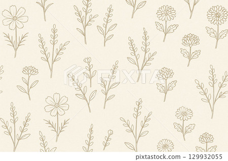 秋花系列：水墨風秋花圖案背景 129932055